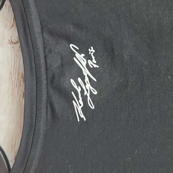 Karl Lagerfeld, Women's black Tee, bling letters fron of top. Length 26", Sz M - Picture 10 of 10